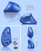 Lekvey Ergonomic Mouse, Vertical Wireless Mouse Rechargeable 2.4G USB Optical - Image 6