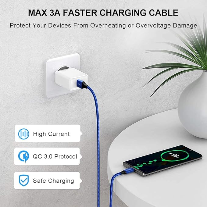 Long USB C Cable, etguuds Fast Charging USB A to Type C Charger Cable Braided - Image 3