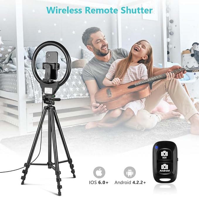 Sensyne 10'' Ring Light with 50'' Extendable Tripod Stand, LED Circle Lights - Image 2