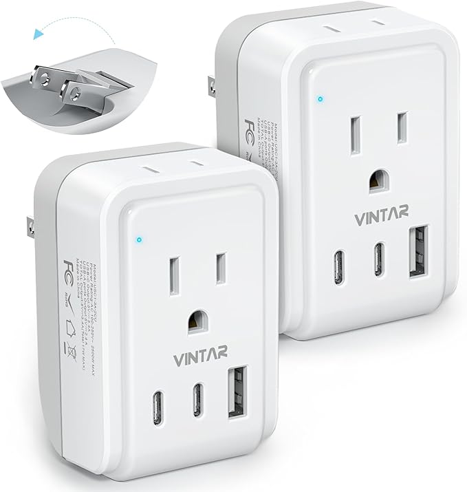 2 Pack US to Japan Plug Adapter, VINTAR Foldable Japan Travel Adapter by VINTAR