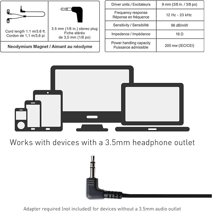 Panasonic ErgoFit Wired Earbuds, 3.5mm Jack In-Ear Headphones - Image 6