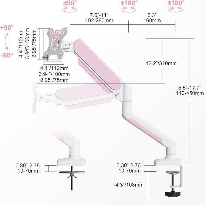 PHOLITEN Single Monitor Arm Fits 13-32 inch, 4.4-19.8lbs Screen, Fully - Image 3