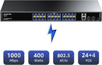 24 Port Gigabit PoE Switch, AUMOX PRO 28 Port PoE - Image 2