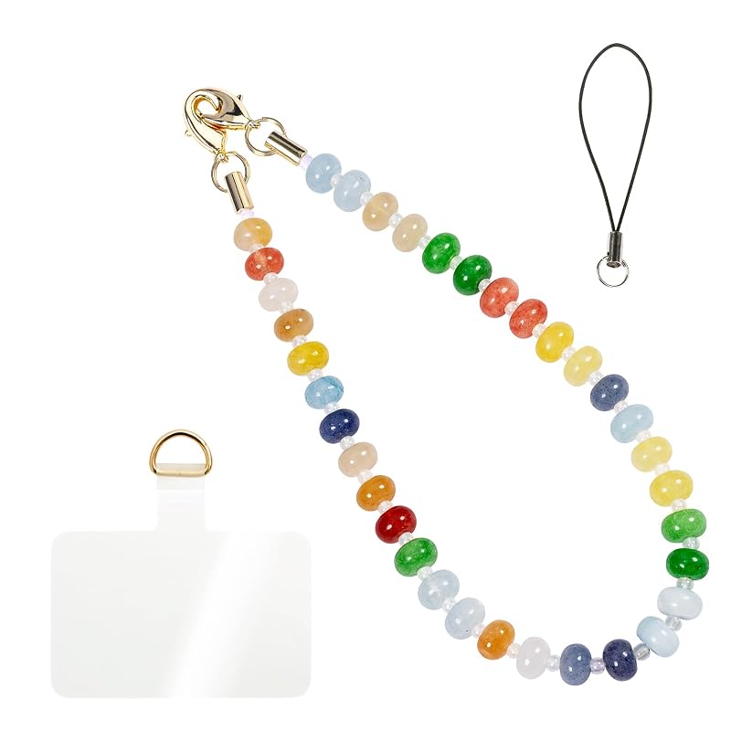 Handmade Natural Gemstone Crystal Beaded Charm Cell Phone Camera Lanyard by CHyishi