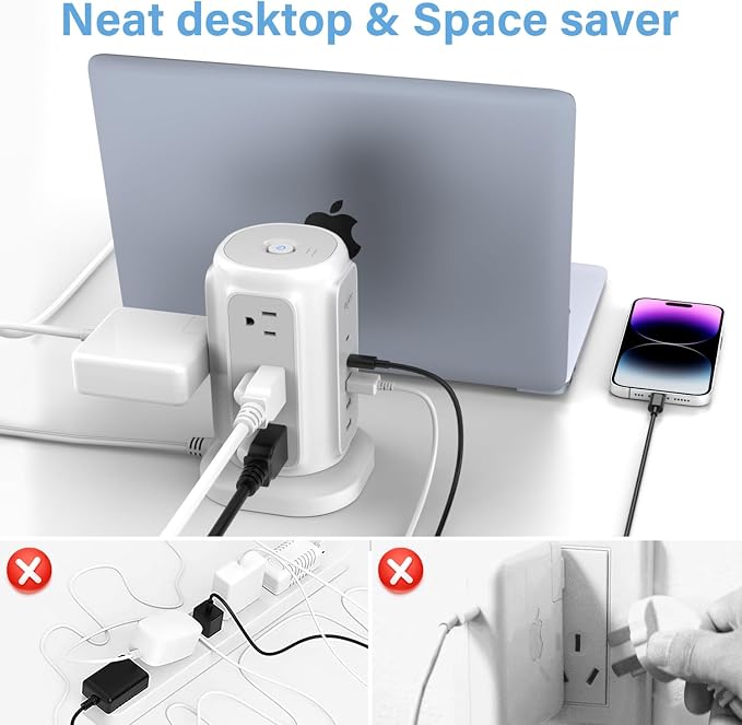 AiJoy Flat Plug Power Strip Tower - Image 5