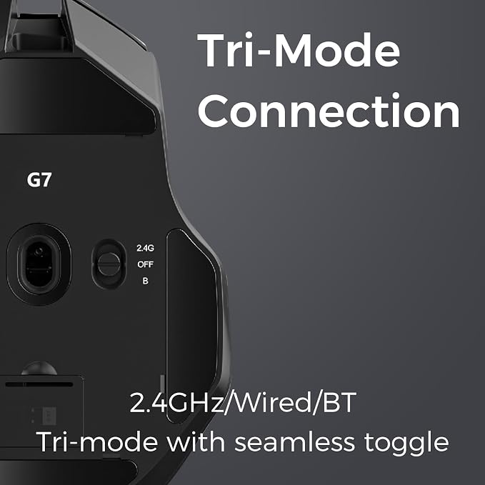 G7 Lightweight Ergonomic Wireless Mouse, PAW3311 12K DPI Sensor, Tri-Mode - Image 4
