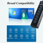 7 Ports USB Hub, High Speed Data Transmission USB Adapter, Compatible - Image 3