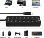 Powered USB Hub 3.0, VEMONT 7 Ports Multi USB hubs and 1 USB Smart Charging Port - Image 5