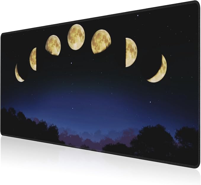 Mouse Pad, Large Moon Phase and Forest Desk Mat, Extended Non-Slip Gaming by NIYLYNSYN