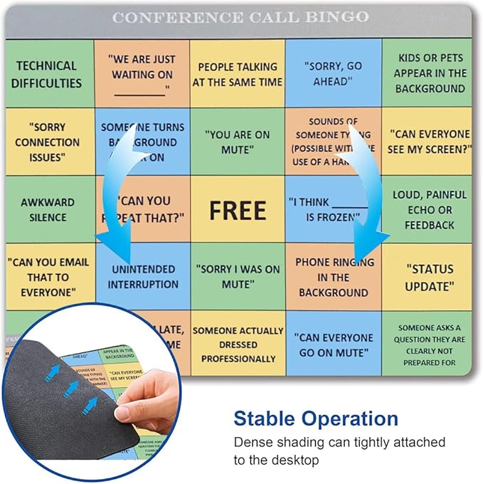 Mouse Pad, Conference Call Bingo Mouse Pad, Washable Square Cloth Mousepad - Image 6