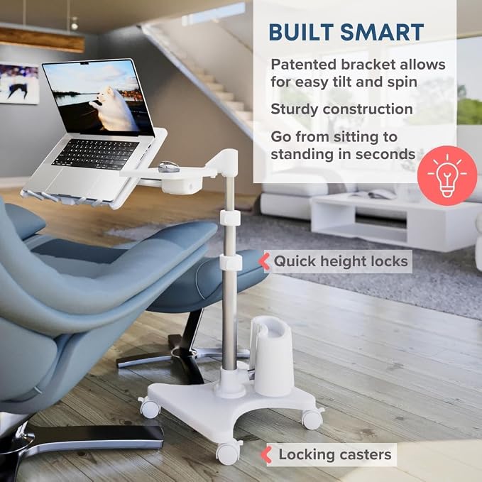 LEVO G2 Deluxe Adjustable Laptop Stand – Rolling Computer Desk & Ergonomic Table - Image 2