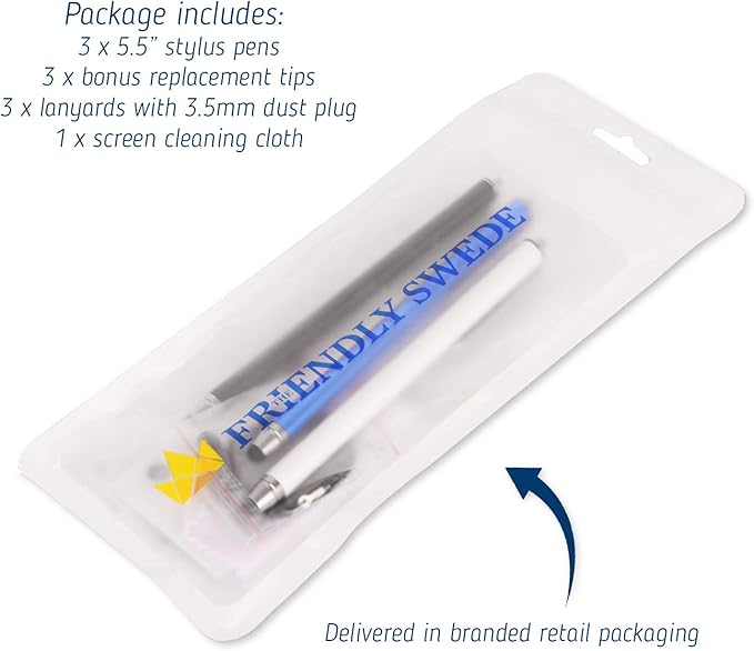 The Friendly Swede Stylus Pen for Touchscreen — 3-Pack 5.5" High Precision - Image 6