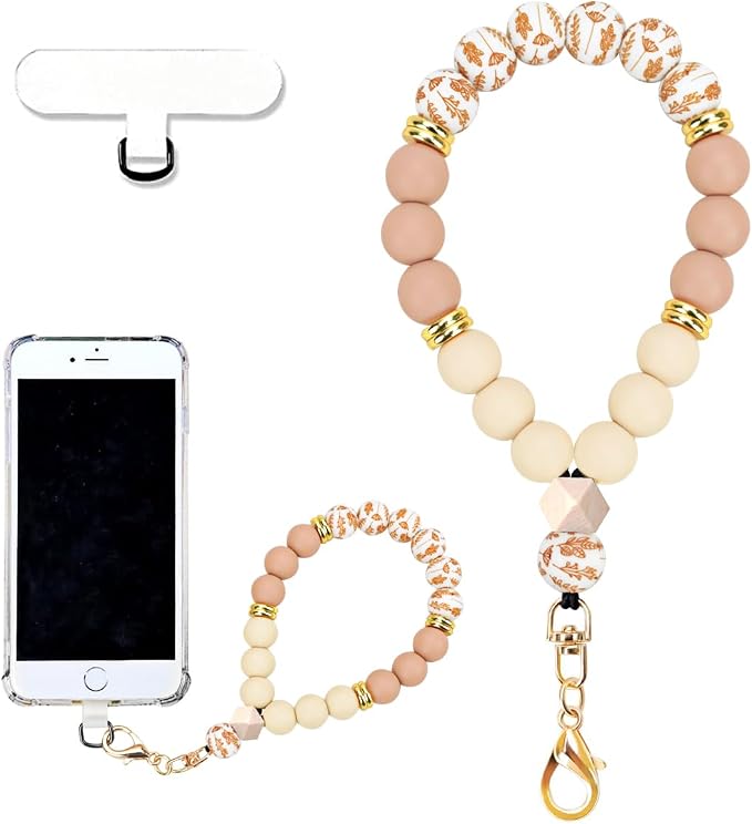 Marble Silicone Beaded Phone Wrist Strap, Cellphone Lanyard by VicHunHo