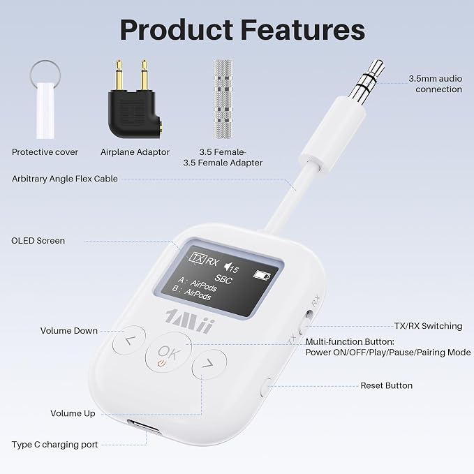 1Mii SafeFly Min+ Bluetooth Transmitter and Receiver, Supports to 2 - Image 8