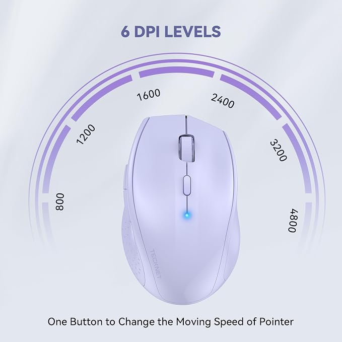 TECKNET Bluetooth Mouse, 4800 DPI Wireless Mouse, 2-Year Battery 6 Adjustable - Image 2
