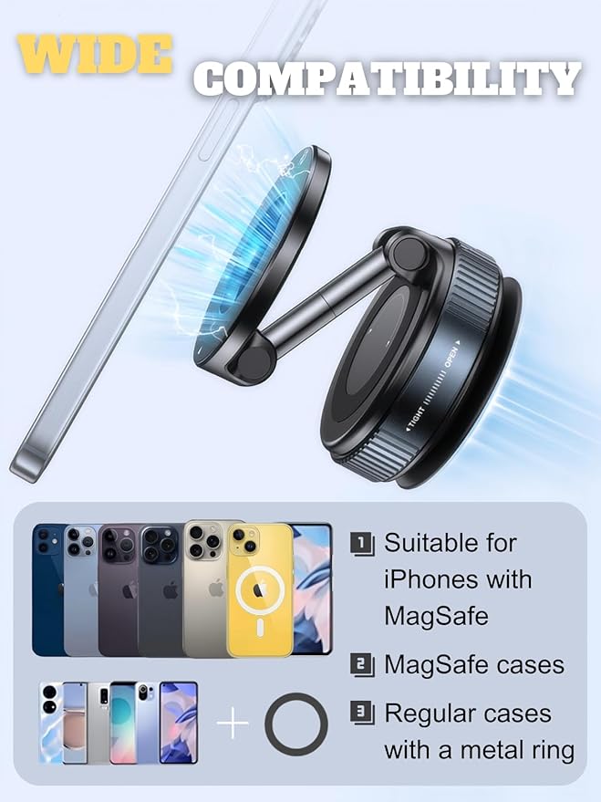 Car Phone Holder for Magsafe, 360° Adjustable Vacuum Magnetic Phone Mount - Image 5