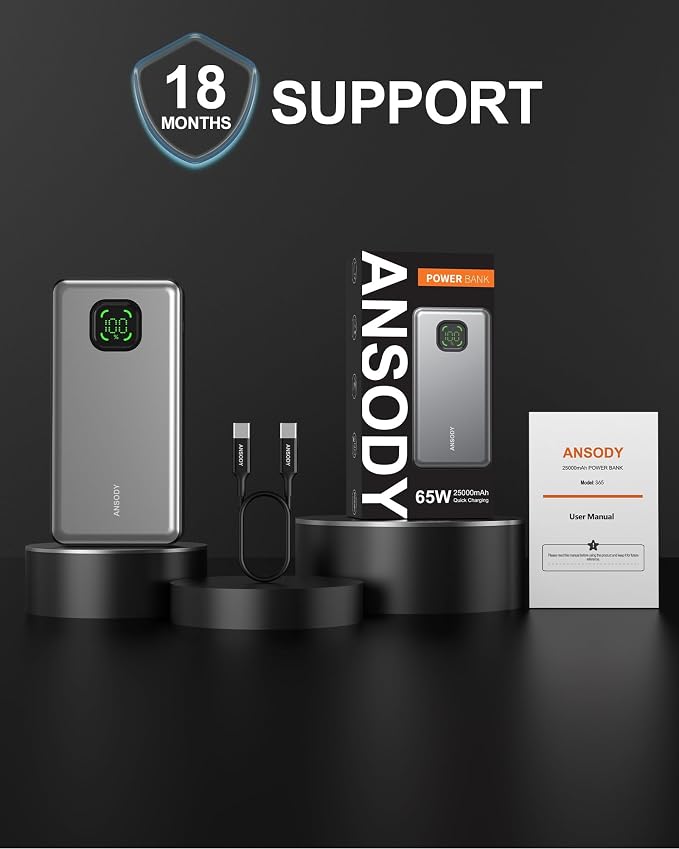 65W Power Bank, 25000mAh Laptop Portable Charger, 100W Total Fast Charging - Image 7