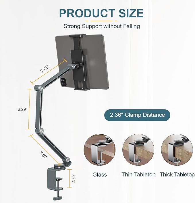 Tablet Stand Holder, Adjustable Foldable Tablet Arm iPad Desk Mount - Image 4