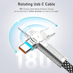 USB C to USB C Cable 10FT 240W, 180°Rotating USB C Cable Braided Type C Charger - Image 3