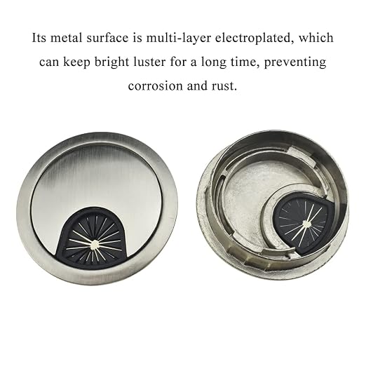 HAHIYO 2Pcs 2Inch/50mm Brushed Silver Zinc Alloy Desk Grommet Wire Grommet - Image 5