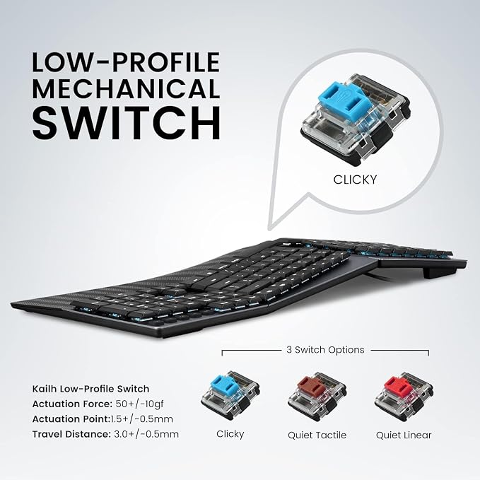 Perixx PERIBOARD-535BL Wired Ergonomic Mechanical Full-Size Keyboard - Image 7