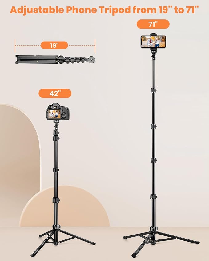 Victiv 71" Phone Tripod, Camera Stand Tripod - Image 2