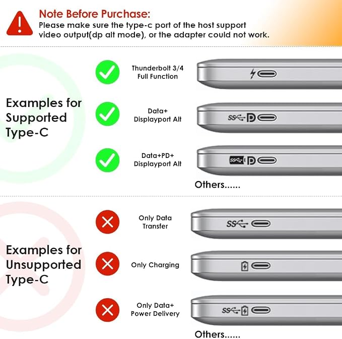USB C Docking Station USB C to Dual HDMI Adapter USB C Hub Dual Monitor - Image 3