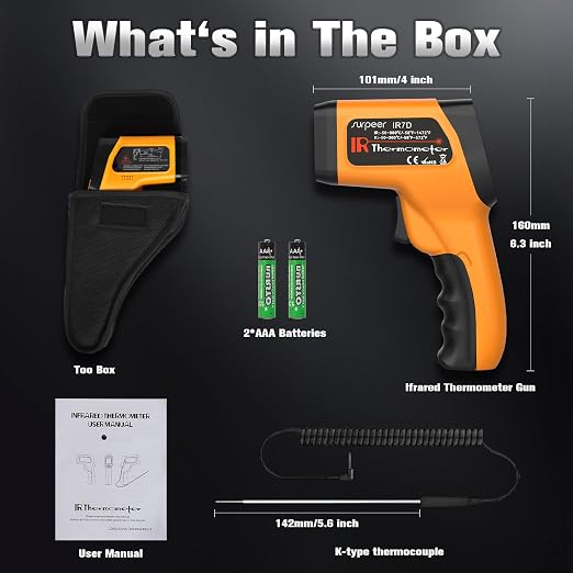 Infrared Thermometer Temperature Gun, Non-Contact Digital Laser Temp -58°F to - Image 7