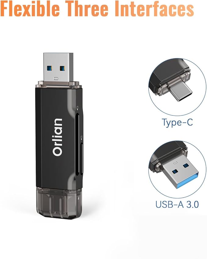 SD Card Reader USB 3.0 Dual USB A & USB C to Micro SD/SD Memory Card Adapter - Image 4