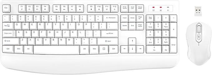 Wireless Keyboard and Mouse Combo, EDJO Full-Sized Ergonomic Computer Keyboard by EDJO