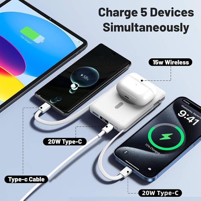 Azmuth for Magsafe Battery Pack, 10000mAh Magnetic Power Bank 22.5W PD Fast - Image 5