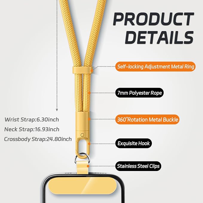2 Pack Phone Lanyard, 2×Phone crossbody strap, 4×Tether Tabs, Universal Cell - Image 2