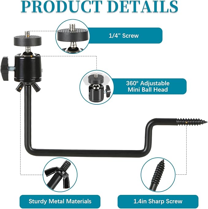 Trail Camera Mount, Hunting Accessories, 360° Adjustable Tree Screw Mounting - Image 4
