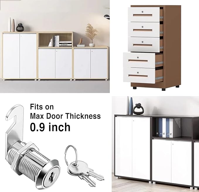 Cabinet Cam Locks Keyed Alike, 1-1/8'' Fits on7/8'' Max Door Thickness - Image 5
