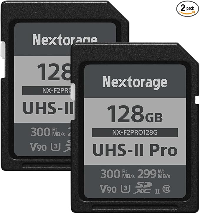 Nextorage 128GB 2pack SDXC UHS-II V90 SD Card Japanese Brand pSLC Max. Write by Nextorage