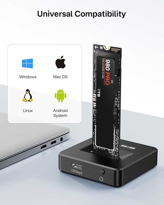 ACASIS NVME SSD Reader Adapter, Aluminium Alloy Housing Fast Heat Dissipation - Image 4