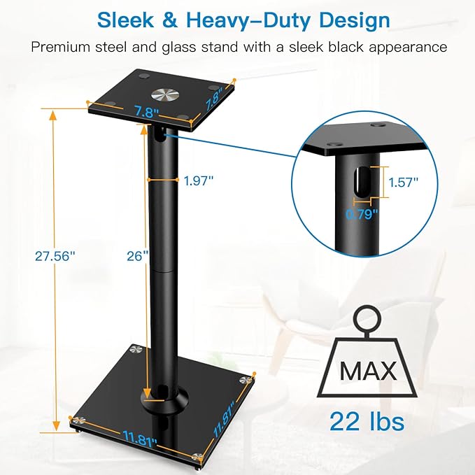 PERLESMITH Universal Floor Speaker Stands 26 Inch - Image 6