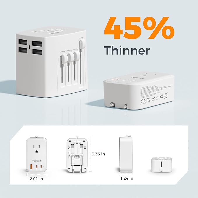 TESSAN Universal Travel Adapter PD 20W, International Power Adapter - Image 3