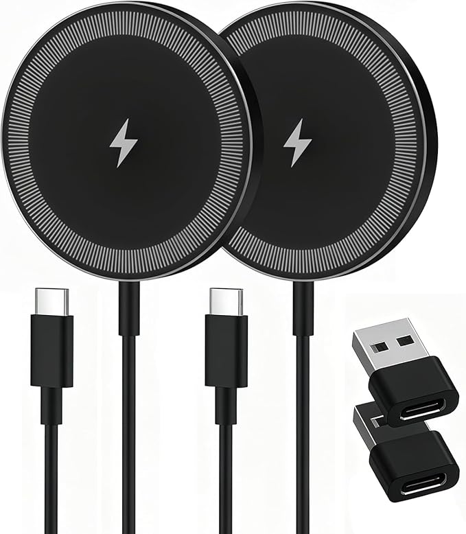 2-Pack 15W Magnetic Wireless Charger: Qi2 Fast Charging Pad by SMILESTATION