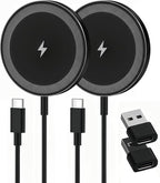2-Pack 15W Magnetic Wireless Charger: Qi2 Fast Charging Pad by SMILESTATION