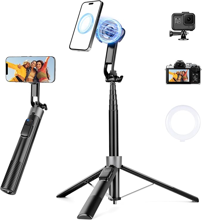 Magnetic Tripod for iPhone, Extendable Cell Phone Stand for Recording Travel by Victiv