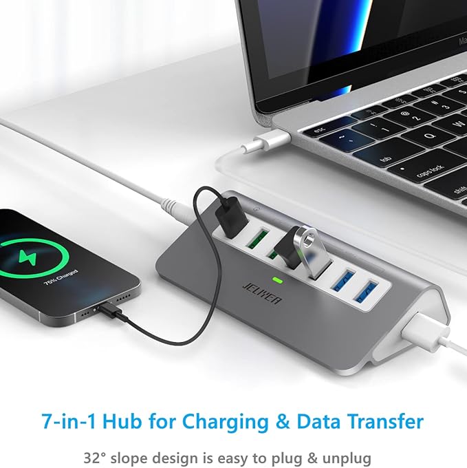Powered USB-C 7-Port Hub, USB 3.2 Gen 2 Adapter - Image 4