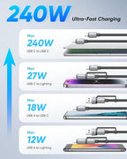 SUNGUY 4-in-1 Charging Cable 3FT, MAX 240W Multi Charge Cable - Image 3