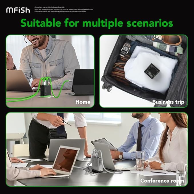 Mfish 140W USB C Charger, 4-Port GaN Charger Block, Foldable Fast Laptop - Image 7
