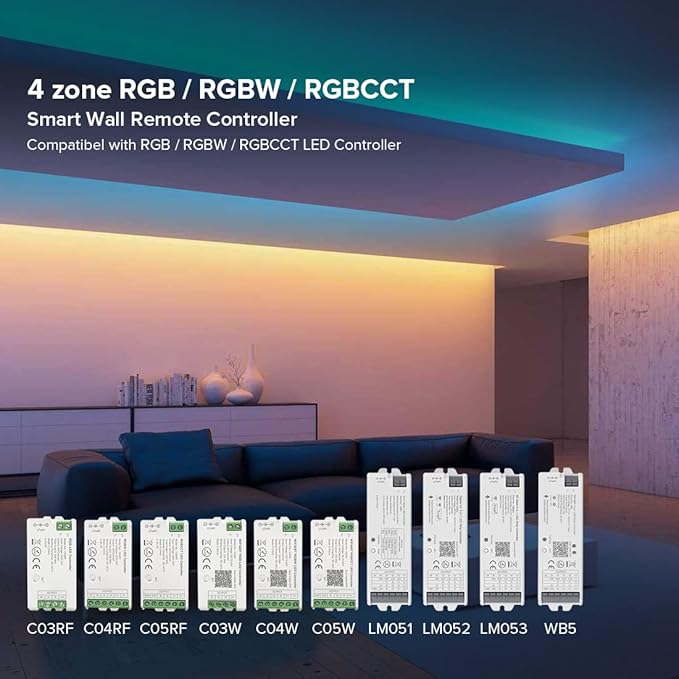 BTF-LIGHTING WR01RF Wireless 2.4G RF 4 Zones RGB RGBW RGBCCT Wall Mounted Smart - Image 4