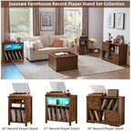 Large Record Player Stand with Charging Station & LED Lights, Vinyl Records - Image 5