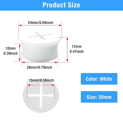 Desk Grommet, 3/4 in 20 mm Silicone Rubber Grommets, Flexible Wall Cord Pass - Image 9