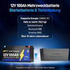 12V 100Ah Dual Purpose Marine Cranking LiFePO4 Lithium Battery Bluetooth - Image 5