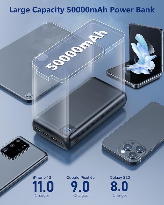 Portable Charger Power Bank 50000mAh Powerbank PD 30W and QC 4.0 Fast Charging - Image 3