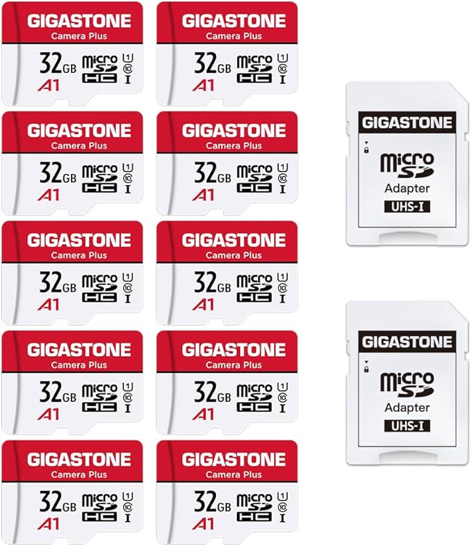 GIGASTONE Micro SD Card 32GB 10-Pack, Camera Plus, MicroSDHC Memory Card by Gigastone